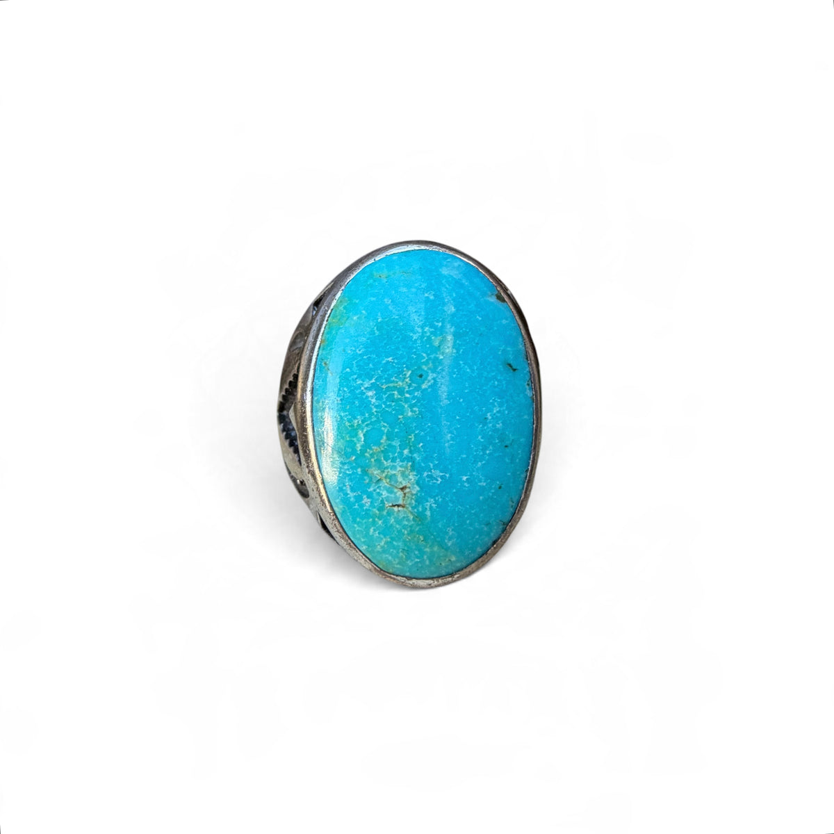 1950s Sterling Silver Turquoise Trading Post Ring