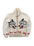 1950s Mary Maxim Wolf Cowichan Wool Knit Sweater