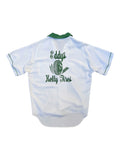 1950s Eddy's Kelly Tires Flock Print Rayon Bowling Shirt
