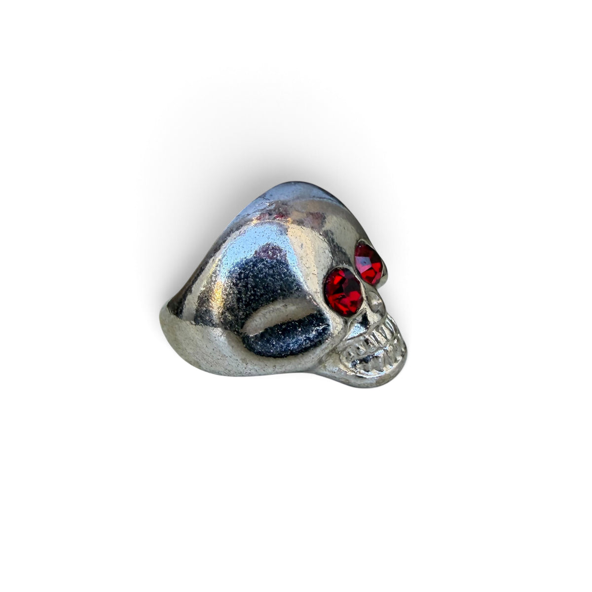 1960s Chrome Jeweled Skull Ring