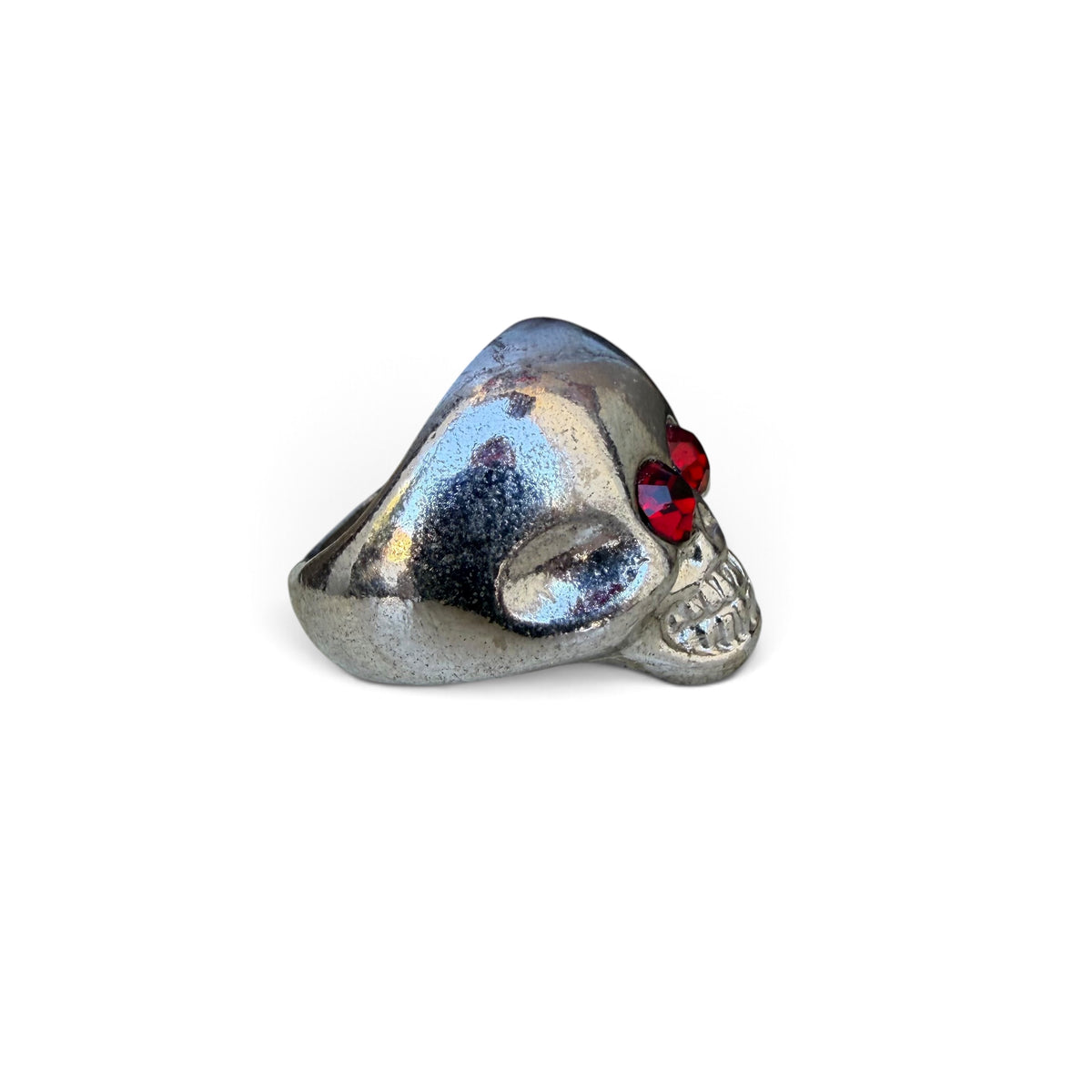 1960s Chrome Jeweled Skull Ring