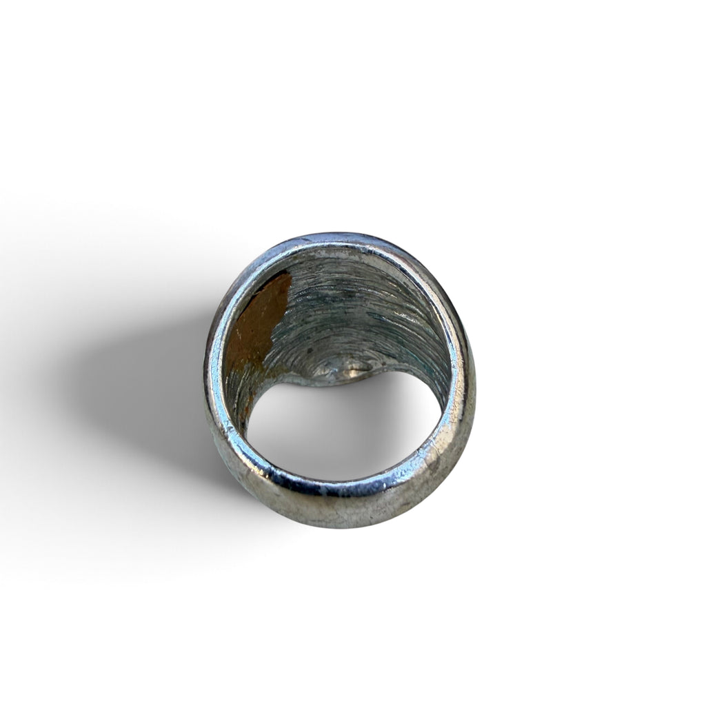 1960s Chrome Jeweled Skull Ring