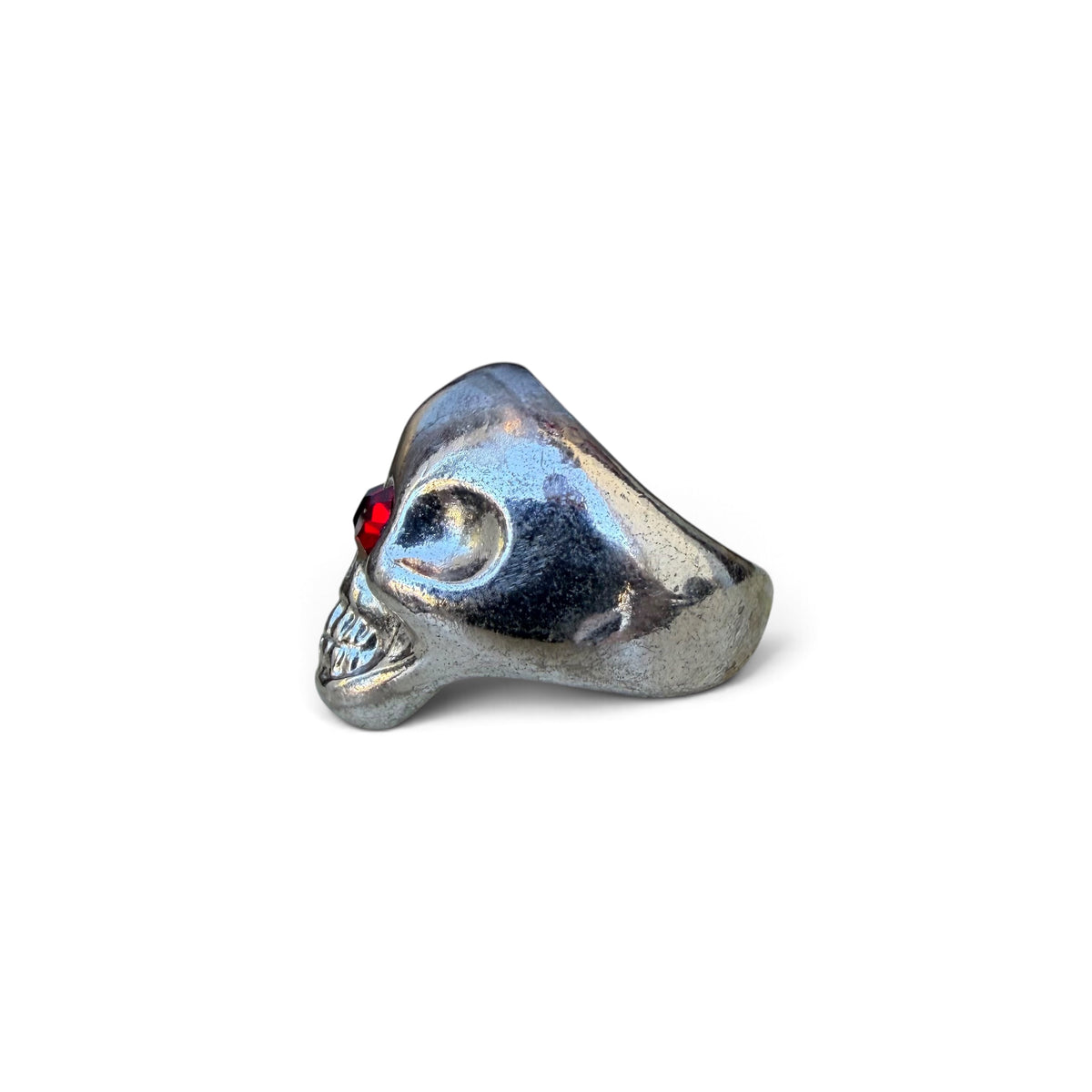 1960s Chrome Jeweled Skull Ring