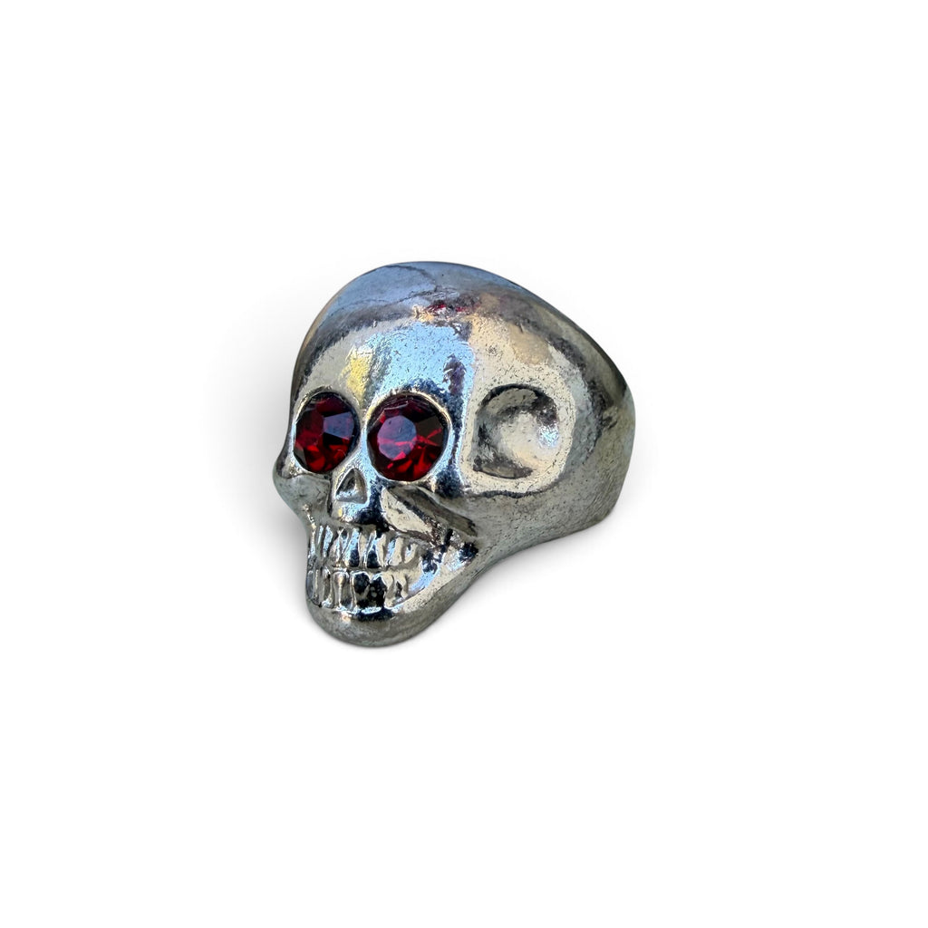 1960s Chrome Jeweled Skull Ring