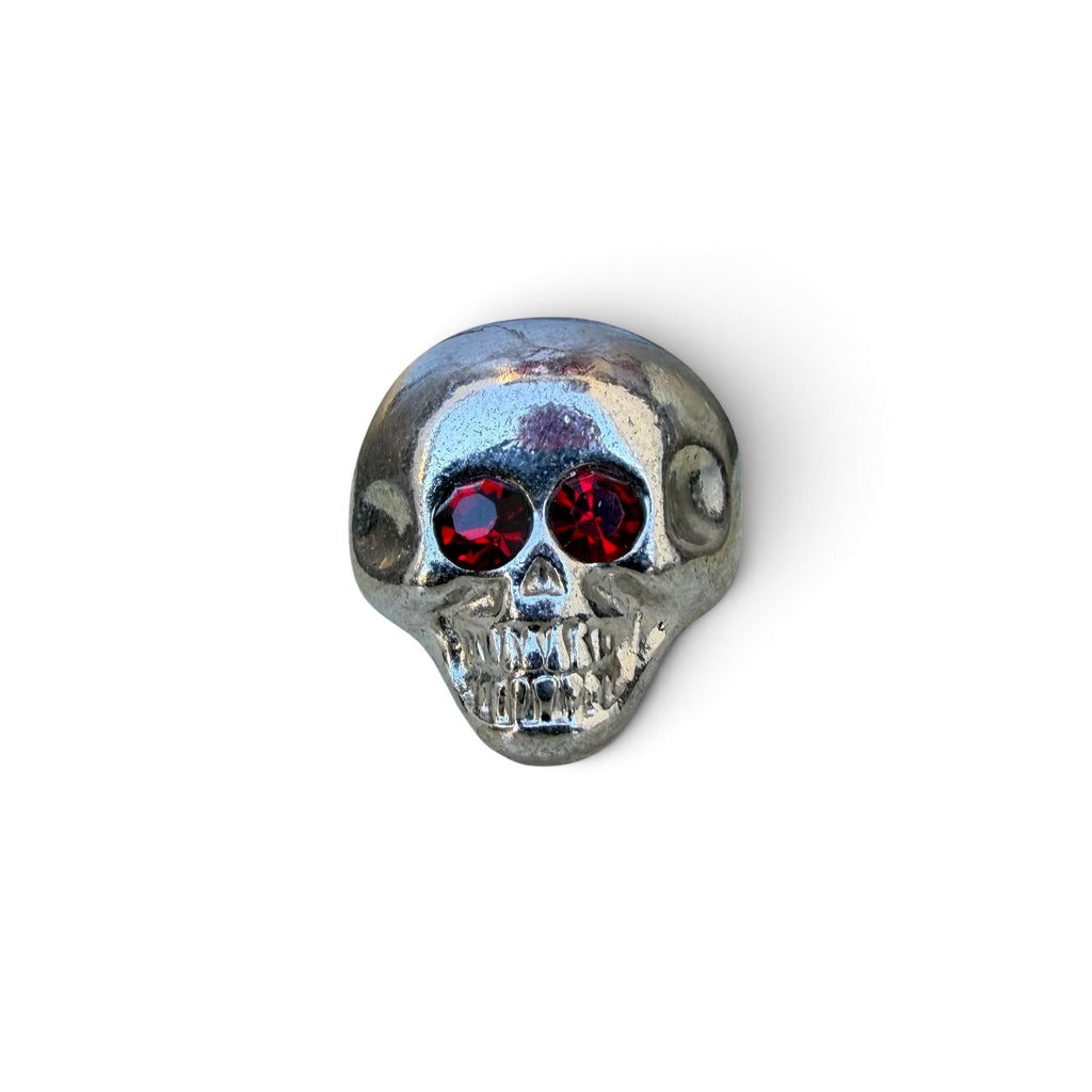 1960s Chrome Jeweled Skull Ring