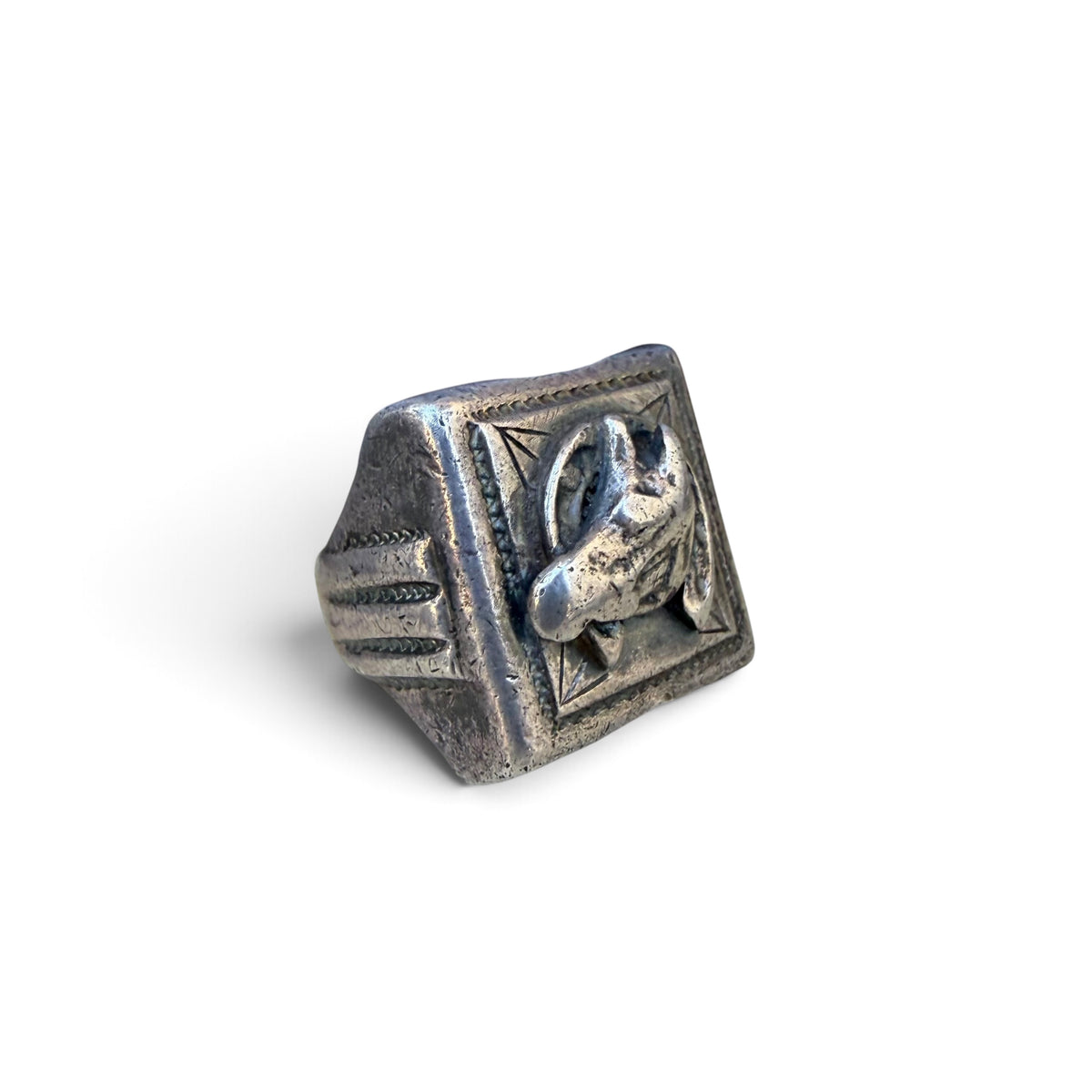 1940s Sterling Silver Deco Horseshoe Mexico Souvenir Ring