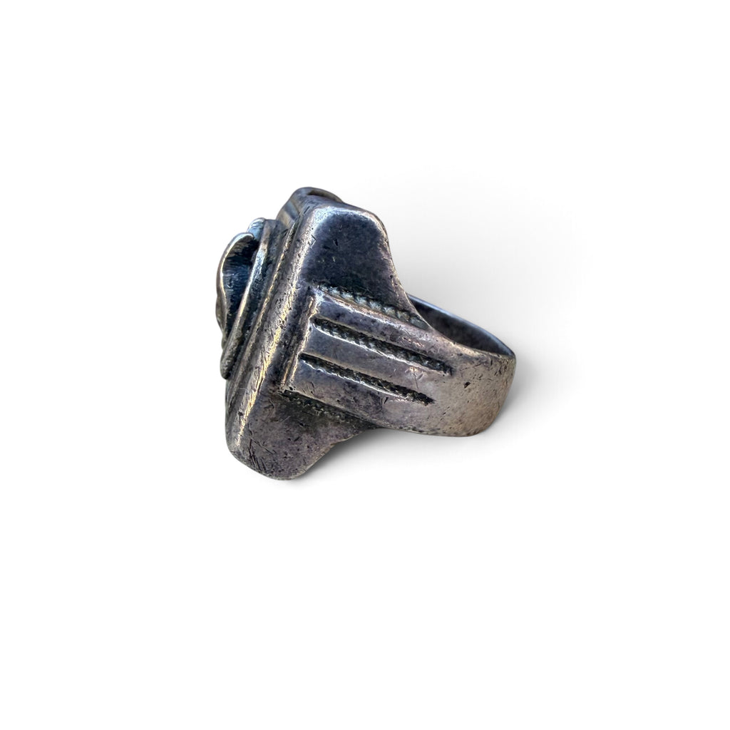 1940s Sterling Silver Deco Horseshoe Mexico Souvenir Ring
