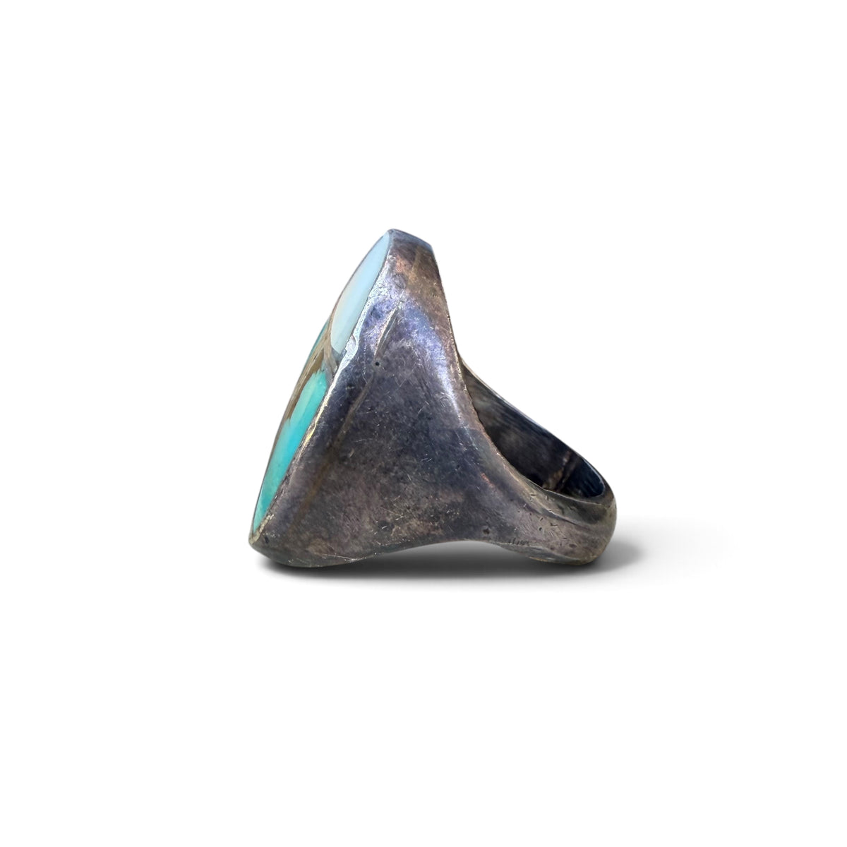1960s Navajo Sterling Silver Channel Inlay Ring by Cecil Lee