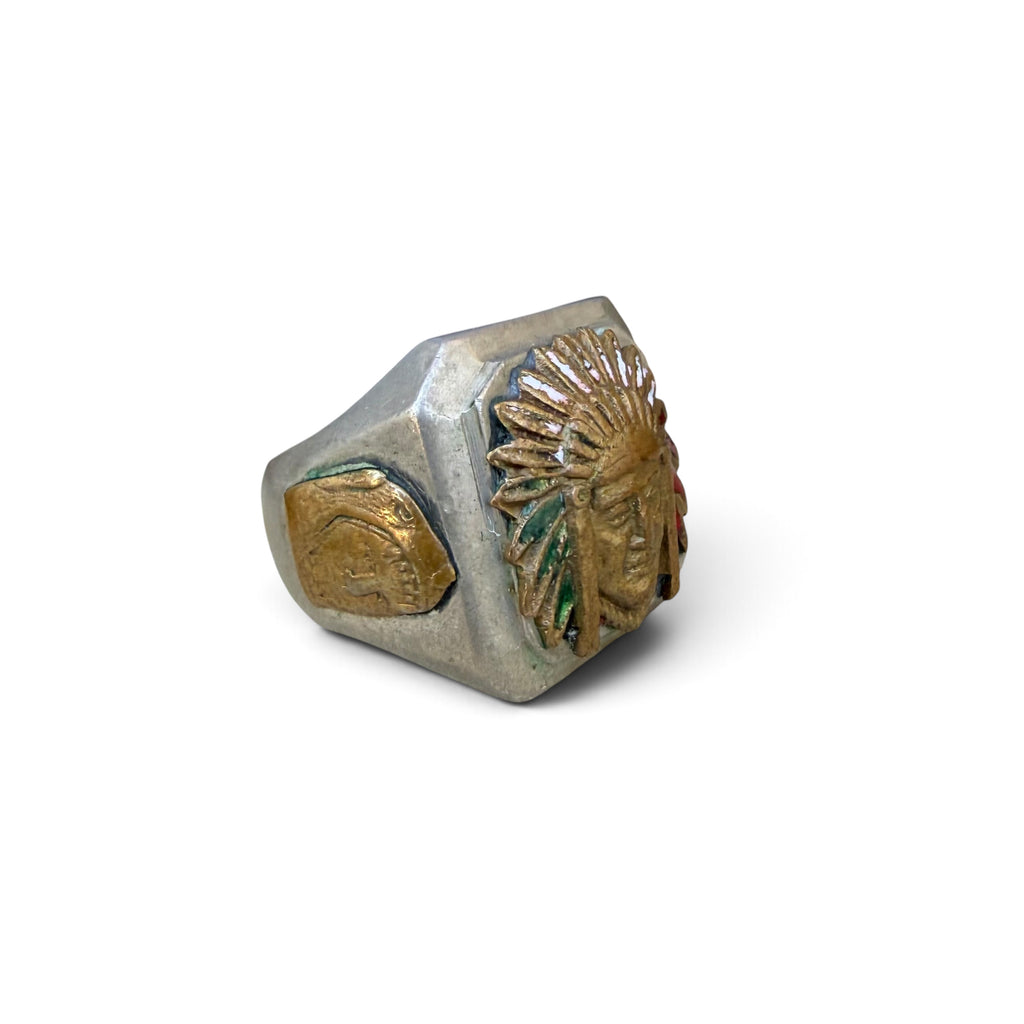 1940s Headdress Chief Mexico Souvenir Ring