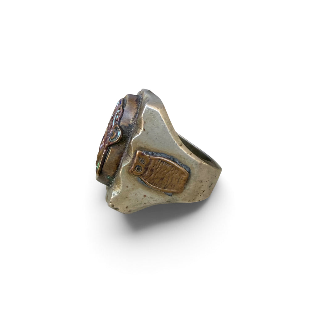 1940s Aztec God of Luck Mexico Souvenir Ring