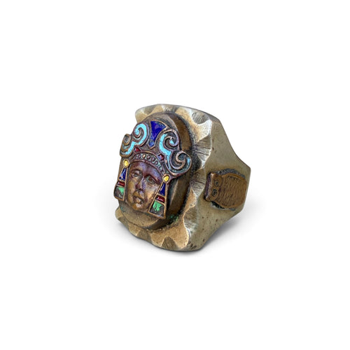 1940s Aztec God of Luck Mexico Souvenir Ring