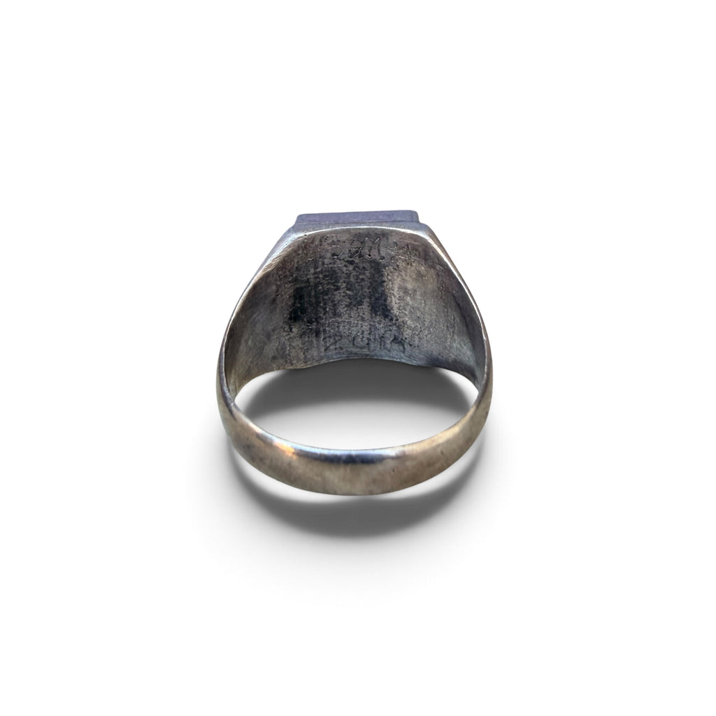 1960s Zuni Sterling Silver Diamond Inlay Ring