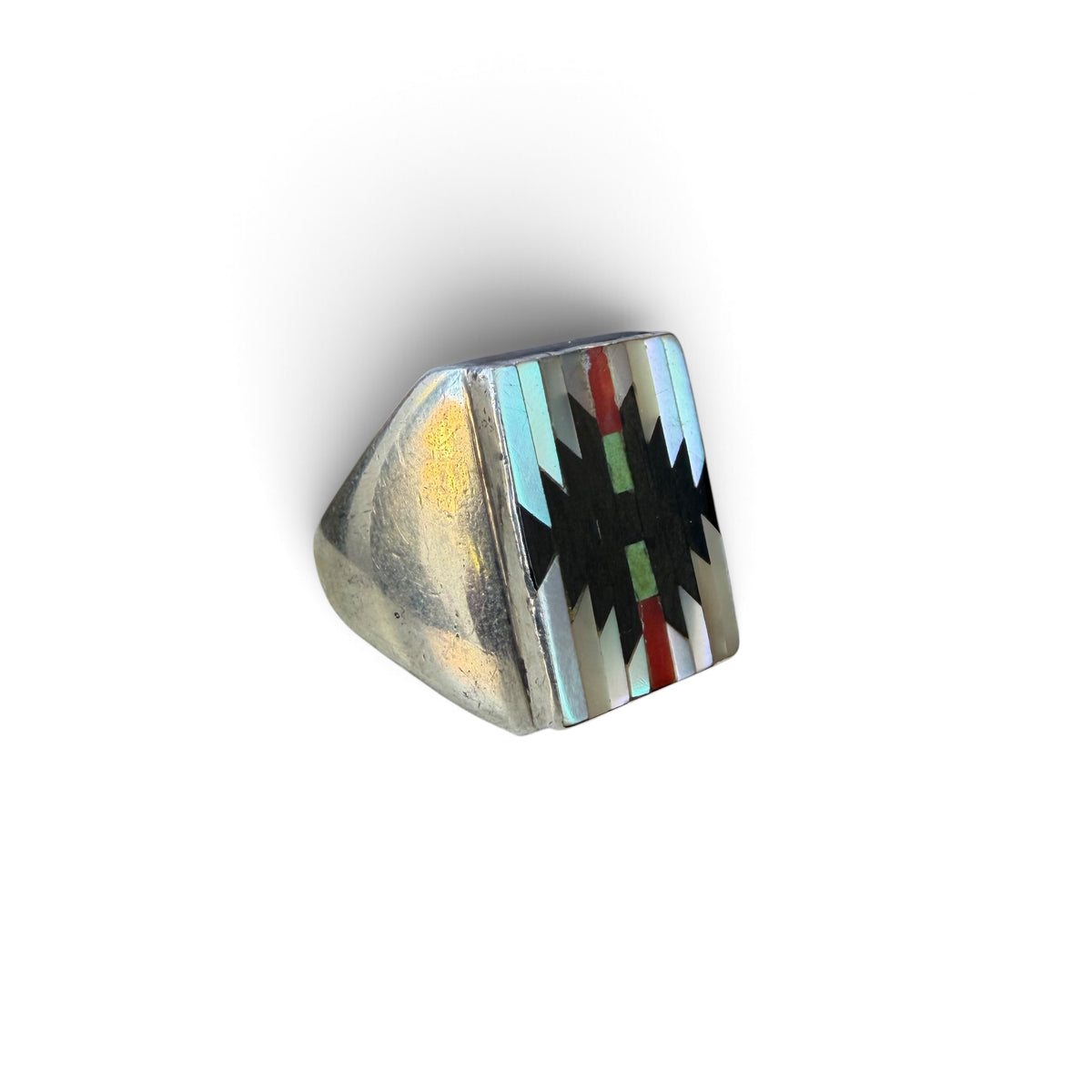 1960s Zuni Sterling Silver Inlay Ring