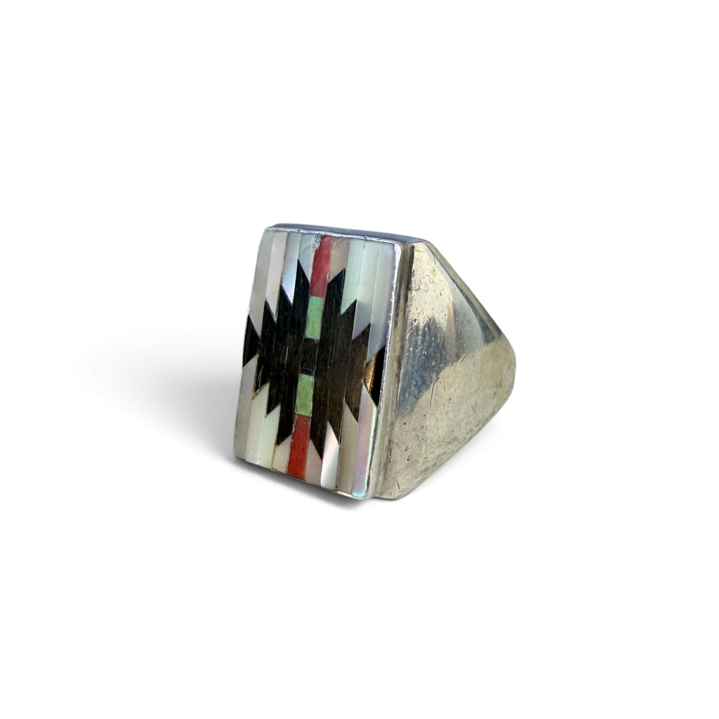 1960s Zuni Sterling Silver Inlay Ring