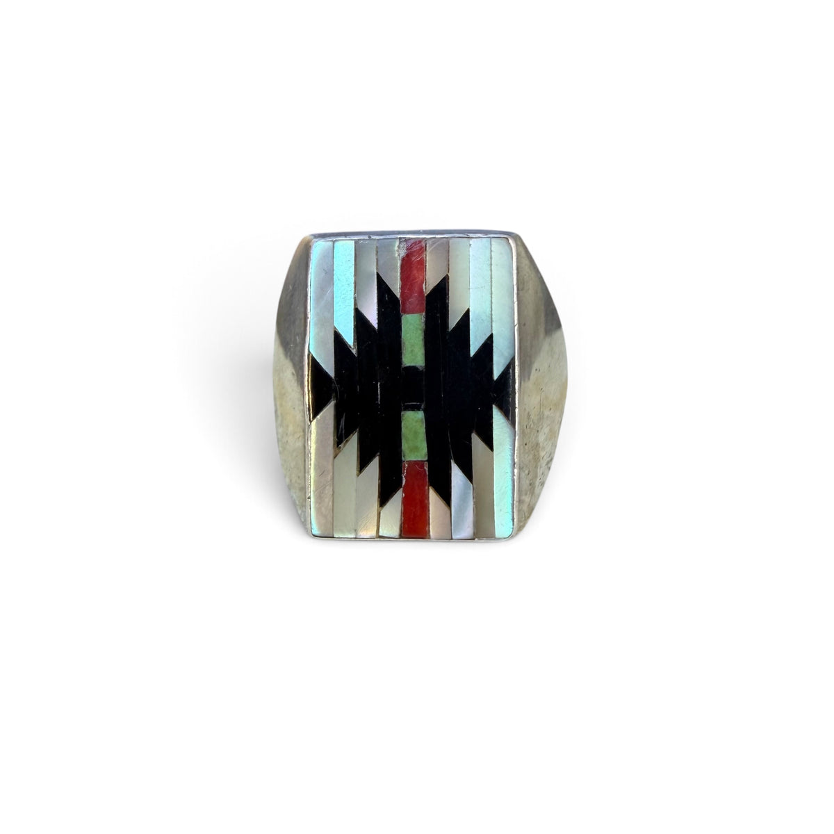 1960s Zuni Sterling Silver Inlay Ring