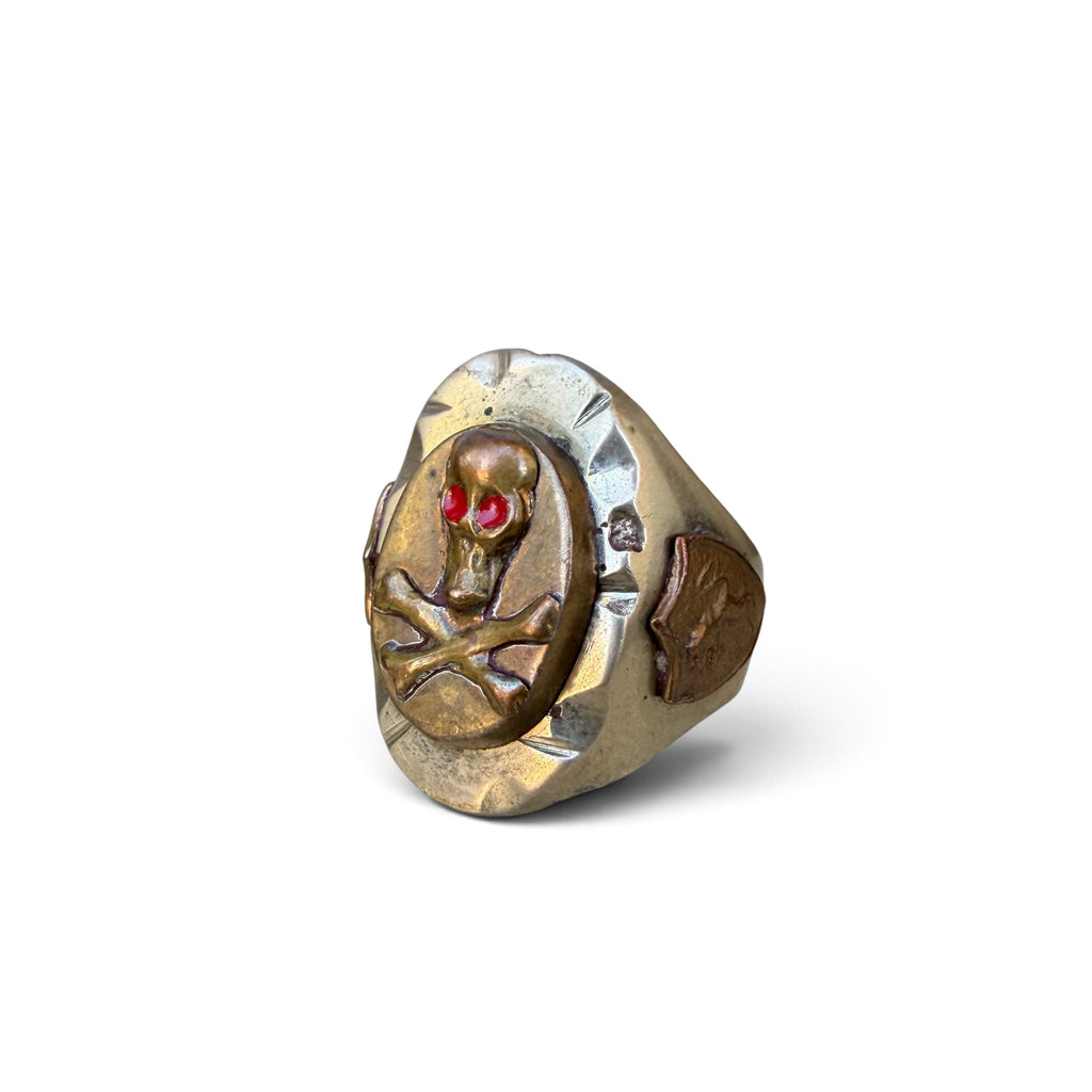 1940s Oval-shaped Skinny Skull Mexico Souvenir Ring