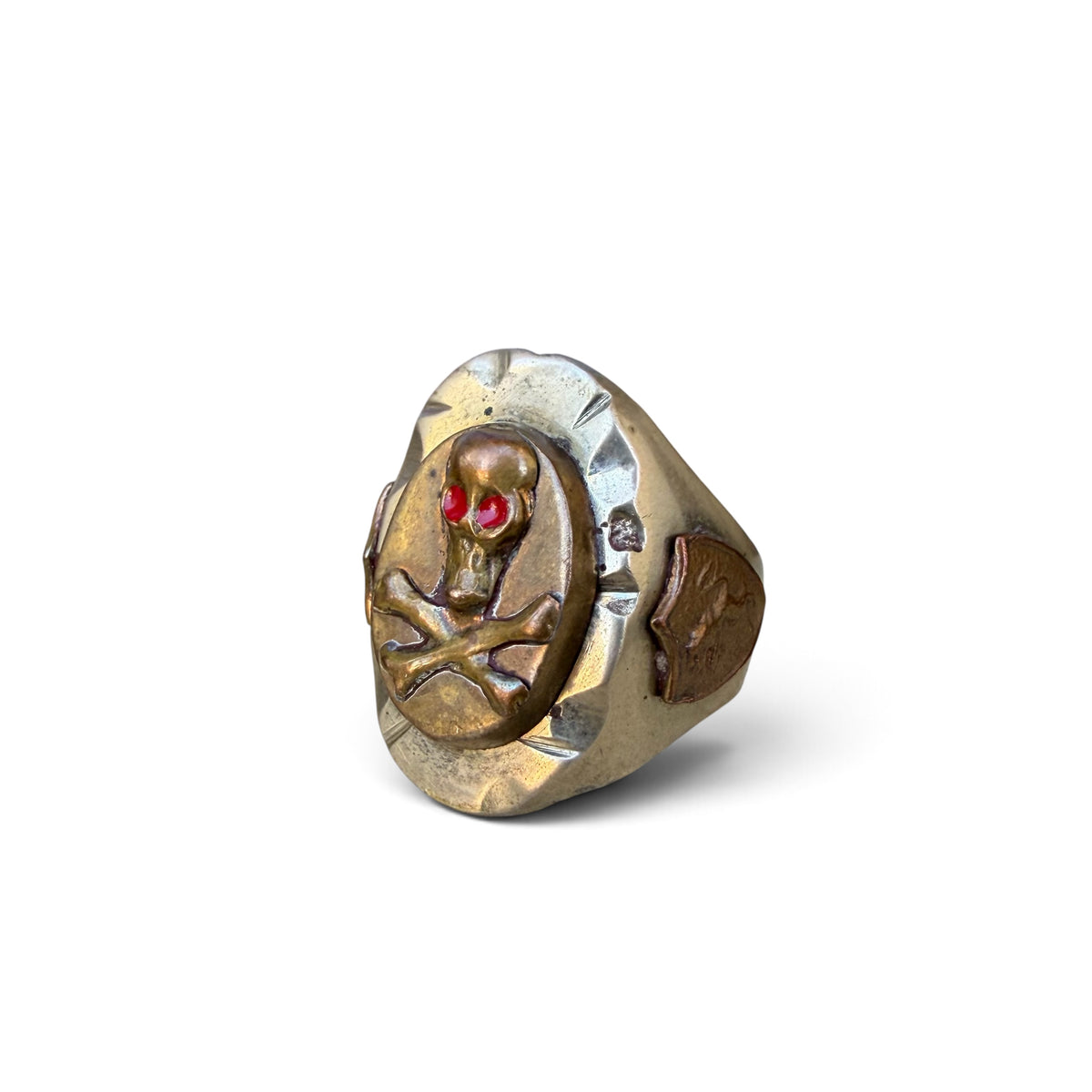 1940s Oval-shaped Skinny Skull Mexico Souvenir Ring