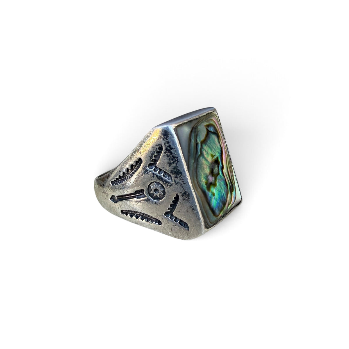 1970s Sunbell Trading Post Sterling Silver Abalone Ring