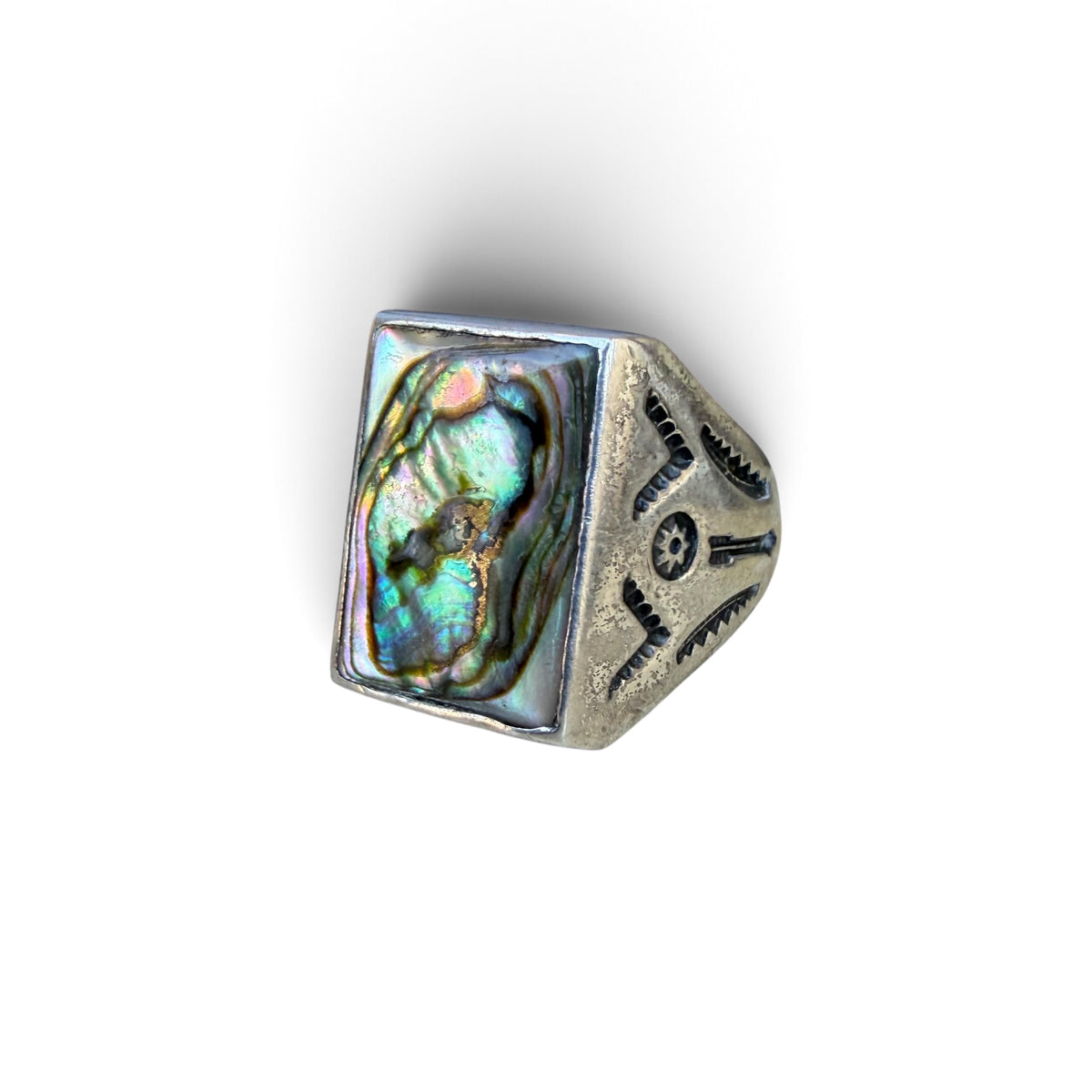 1970s Sunbell Trading Post Sterling Silver Abalone Ring